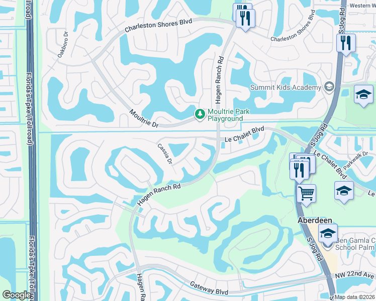 map of restaurants, bars, coffee shops, grocery stores, and more near 7211 Sweet Bay Court in Boynton Beach