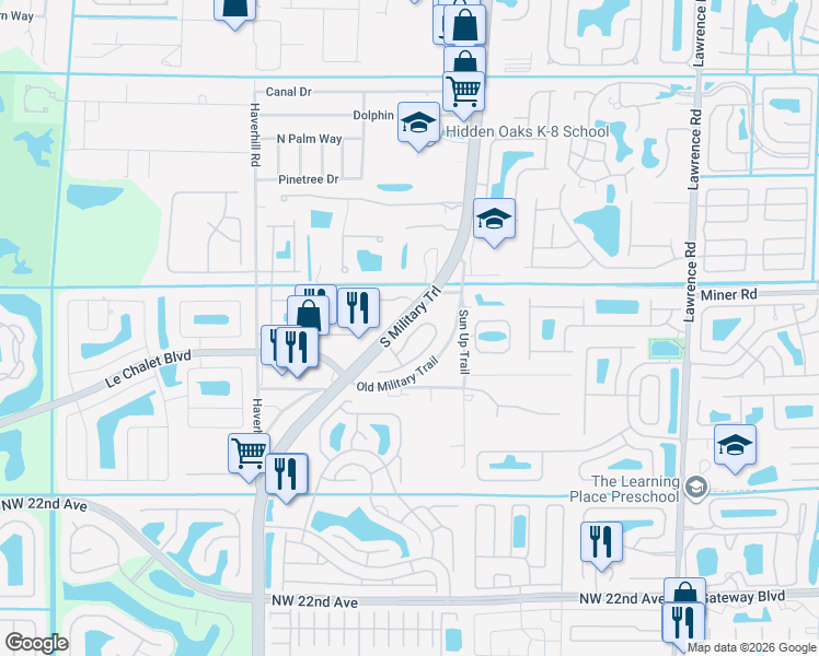 map of restaurants, bars, coffee shops, grocery stores, and more near 8092 Palm Gate Drive in Boynton Beach