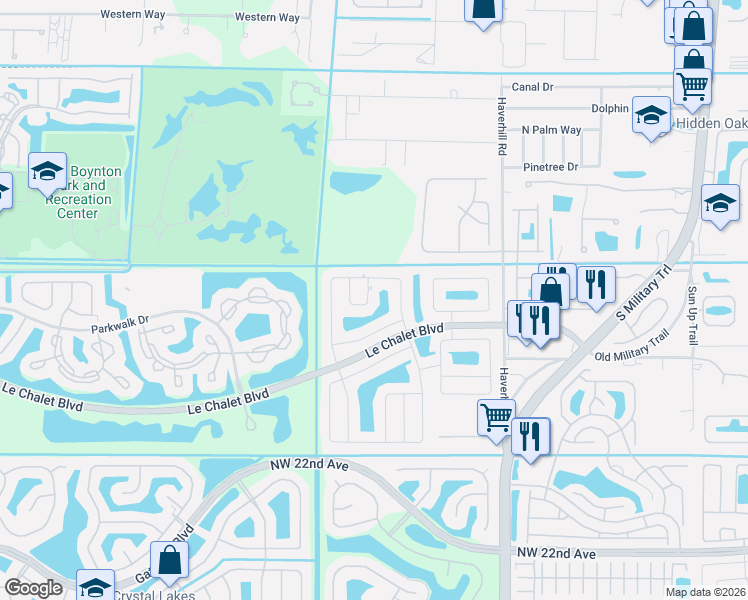 map of restaurants, bars, coffee shops, grocery stores, and more near 8088 Rose Marie Circle in Boynton Beach
