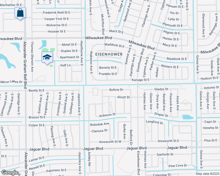 map of restaurants, bars, coffee shops, grocery stores, and more near 927 Bolivia Drive in Lehigh Acres