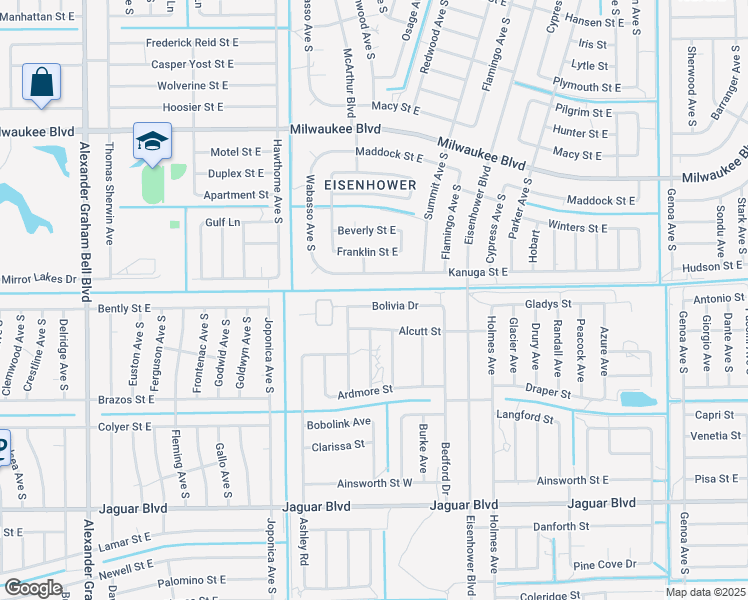 map of restaurants, bars, coffee shops, grocery stores, and more near 927 Bolivia Drive in Lehigh Acres