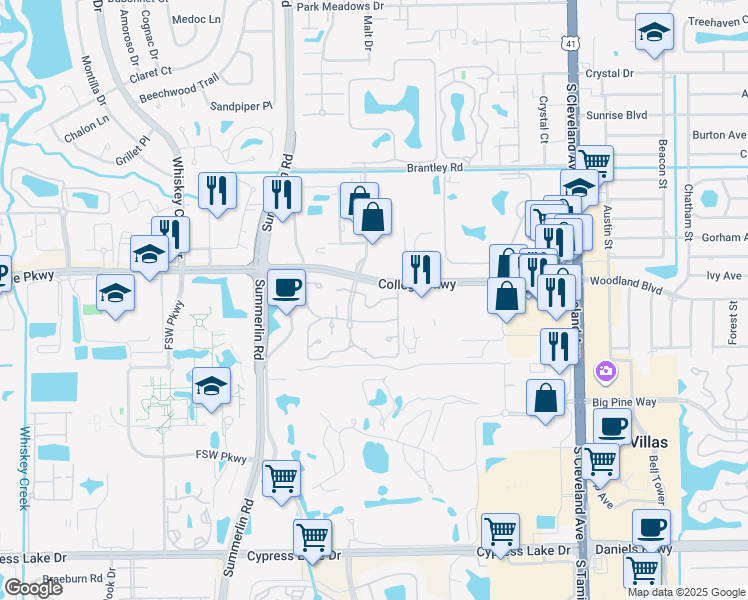 map of restaurants, bars, coffee shops, grocery stores, and more near 3277 Prince Edward Island Circle in Fort Myers