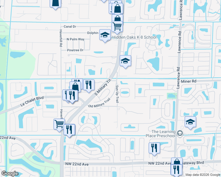 map of restaurants, bars, coffee shops, grocery stores, and more near 8122 Palm Gate Drive in Boynton Beach