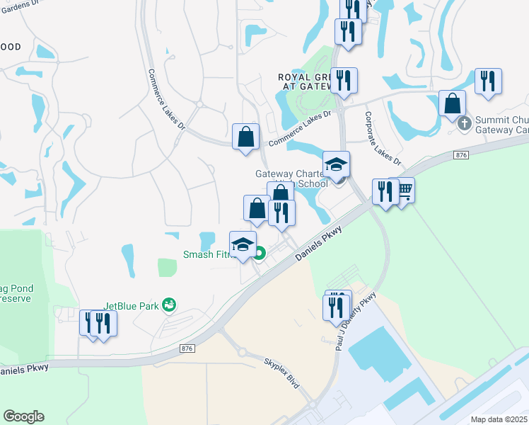 map of restaurants, bars, coffee shops, grocery stores, and more near 12701 Commonwealth Drive in Fort Myers