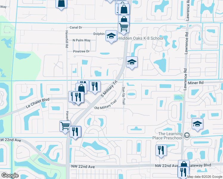 map of restaurants, bars, coffee shops, grocery stores, and more near 8092 Palm Gate Drive in Boynton Beach