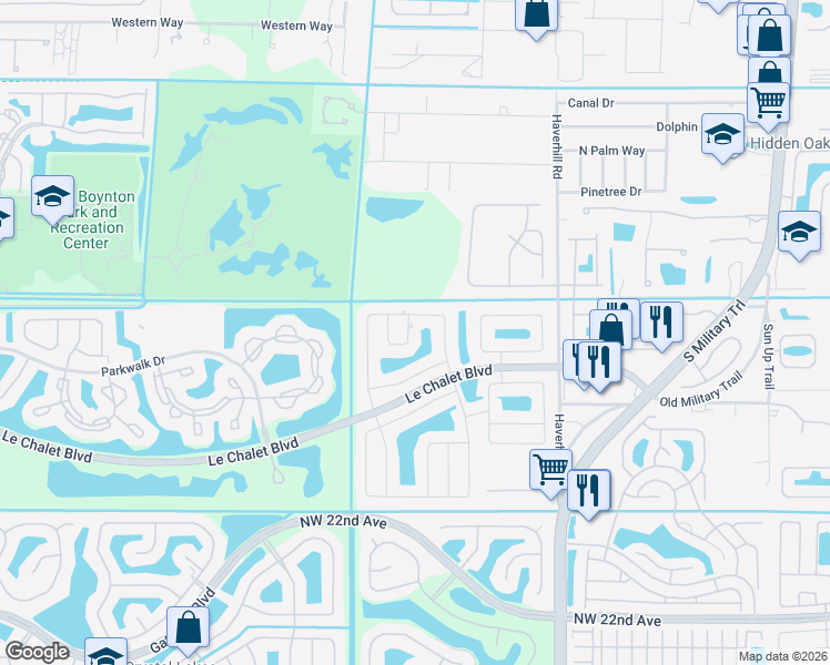 map of restaurants, bars, coffee shops, grocery stores, and more near 8088 Rose Marie Circle in Boynton Beach