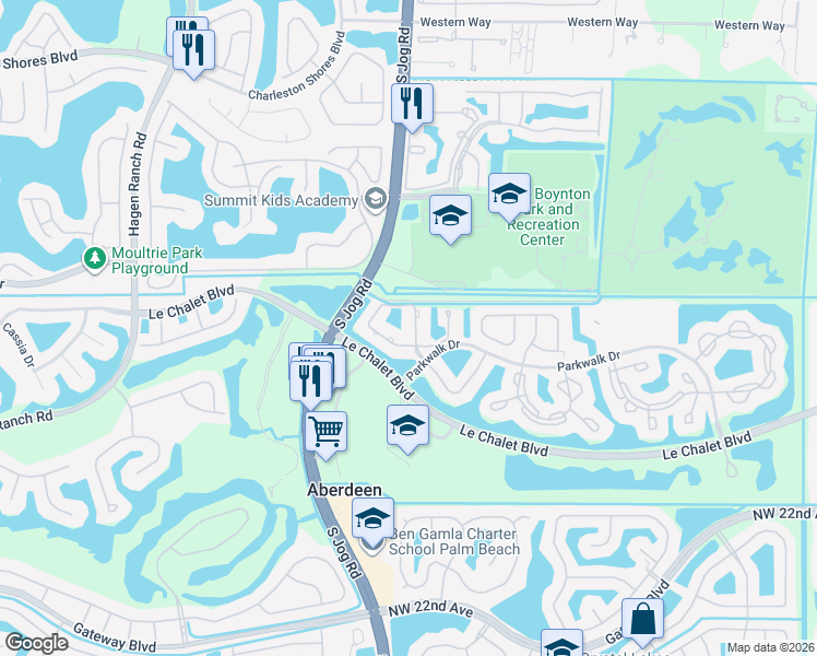 map of restaurants, bars, coffee shops, grocery stores, and more near 8304 Waterline Drive in Boynton Beach