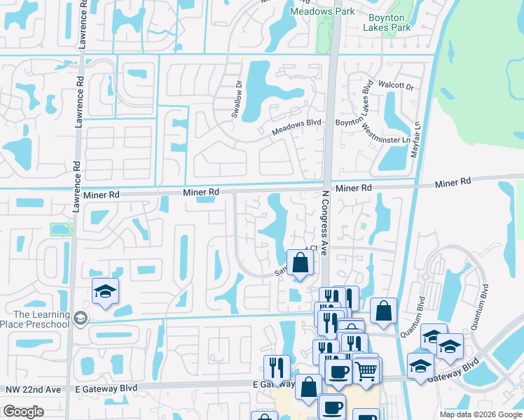 map of restaurants, bars, coffee shops, grocery stores, and more near 749 Buttonwood Lane in Boynton Beach
