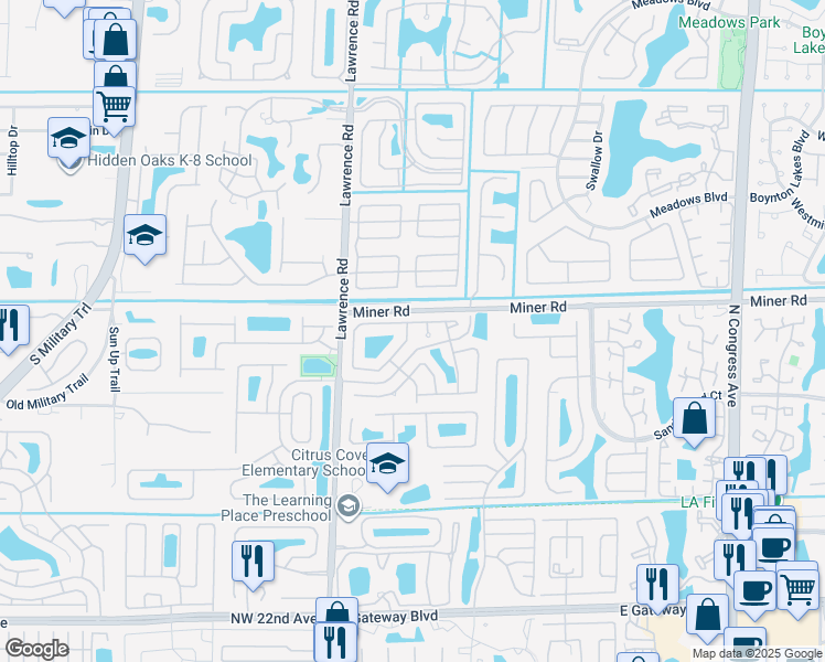 map of restaurants, bars, coffee shops, grocery stores, and more near 103 Executive Circle in Boynton Beach