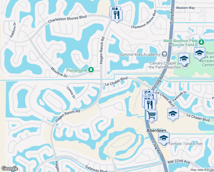 map of restaurants, bars, coffee shops, grocery stores, and more near 7027 Bitterbush Place in Boynton Beach
