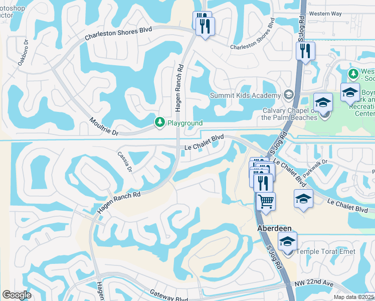 map of restaurants, bars, coffee shops, grocery stores, and more near 7027 Bitterbush Place in Boynton Beach