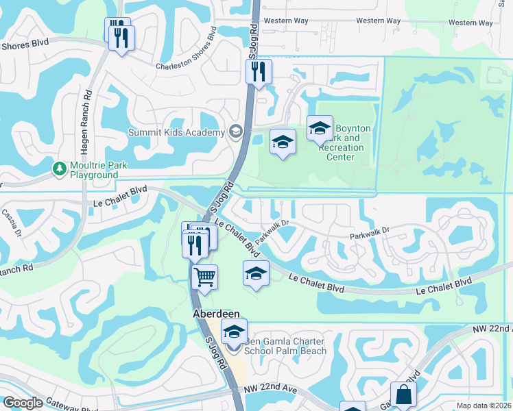 map of restaurants, bars, coffee shops, grocery stores, and more near 8304 Waterline Drive in Boynton Beach