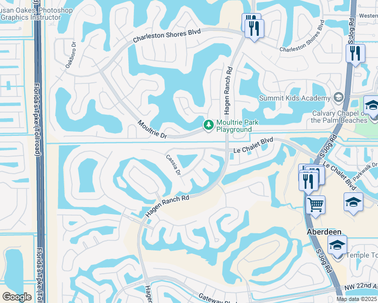 map of restaurants, bars, coffee shops, grocery stores, and more near 7314 Le Chalet Boulevard in Boynton Beach