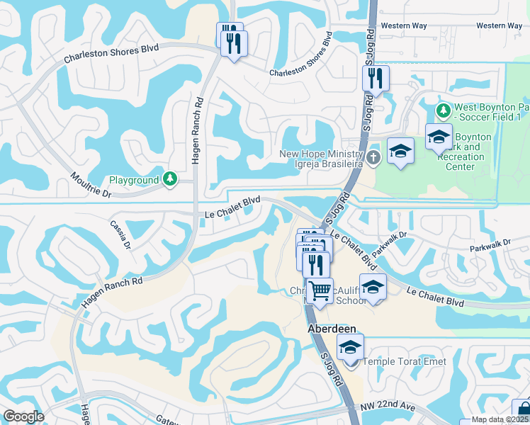 map of restaurants, bars, coffee shops, grocery stores, and more near 6804 Bitterbush Place in Boynton Beach