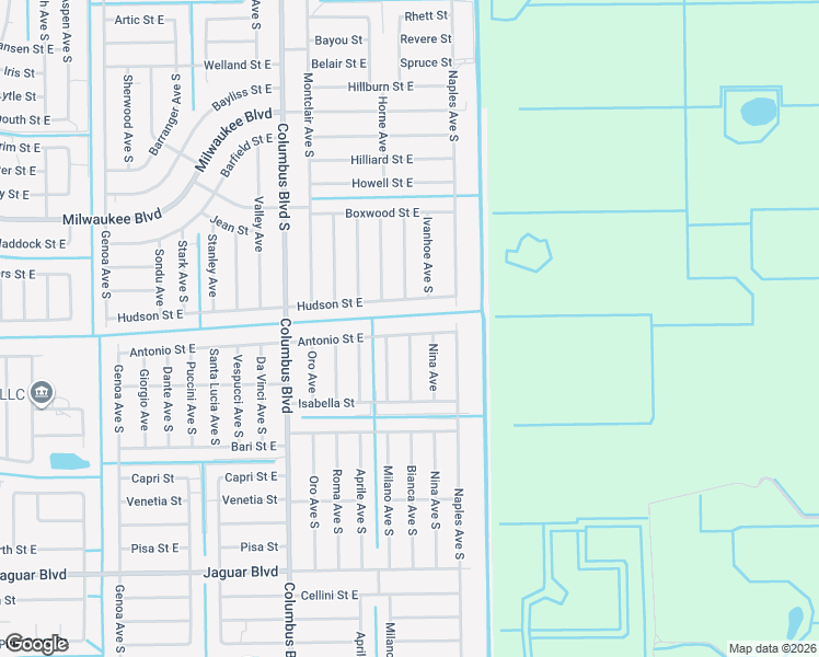 map of restaurants, bars, coffee shops, grocery stores, and more near 706 Nina Avenue South in Lehigh Acres