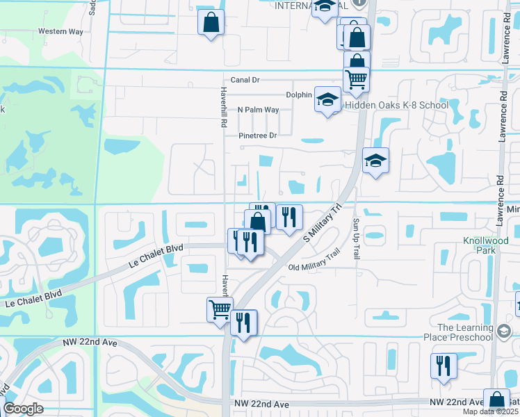 map of restaurants, bars, coffee shops, grocery stores, and more near 4928 Bismarck Palm Drive in Boynton Beach