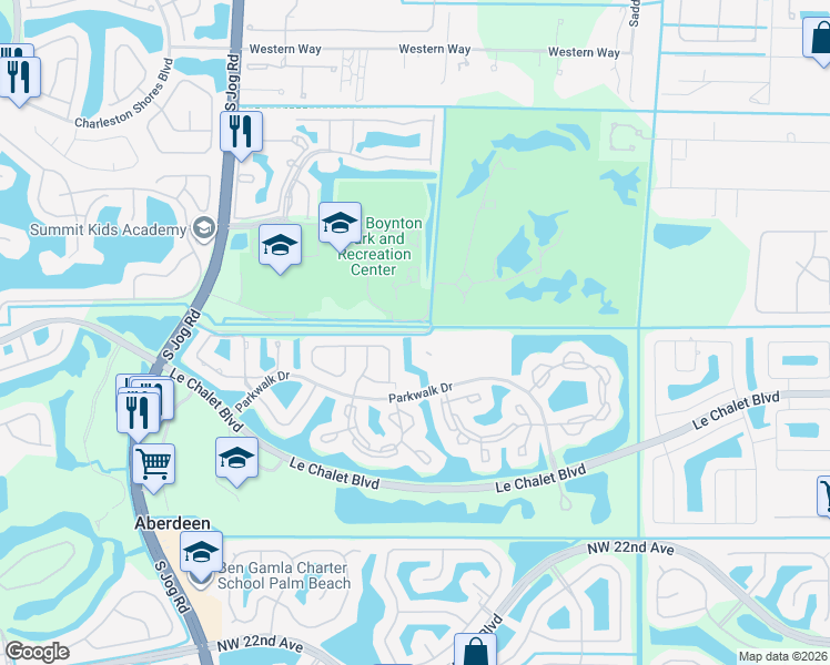 map of restaurants, bars, coffee shops, grocery stores, and more near Joe Delong Boulevard in Lake Worth
