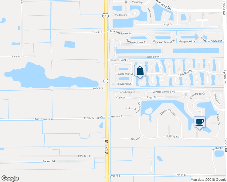 map of restaurants, bars, coffee shops, grocery stores, and more near 9989 Porta Leona Lane in Boynton Beach