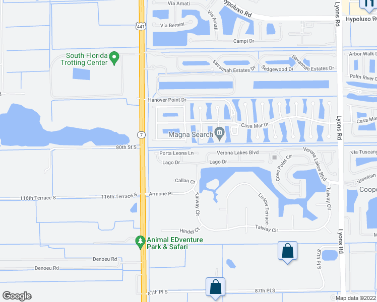 map of restaurants, bars, coffee shops, grocery stores, and more near 9707 Porta Leona Lane in Boynton Beach