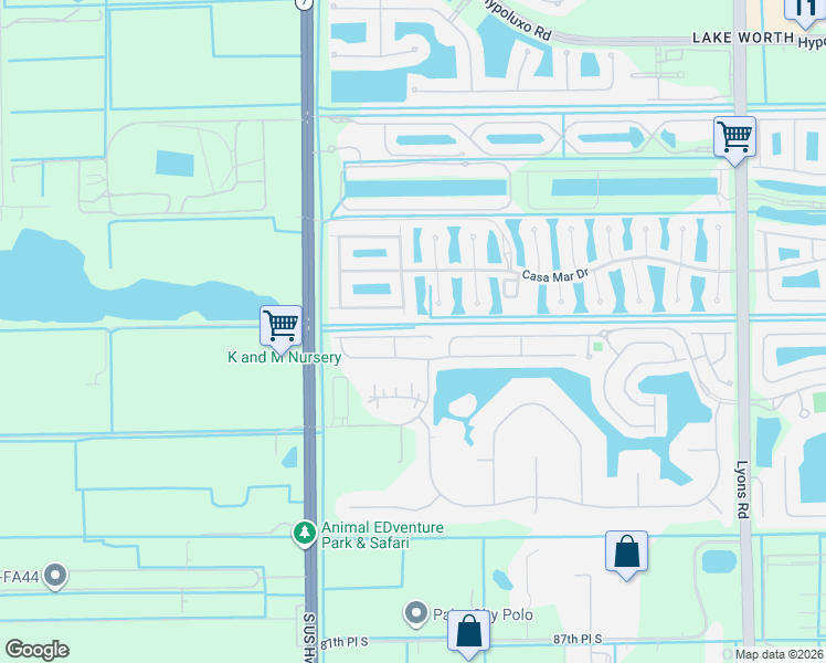 map of restaurants, bars, coffee shops, grocery stores, and more near 7928 Royal Lace Terrace in Lake Worth