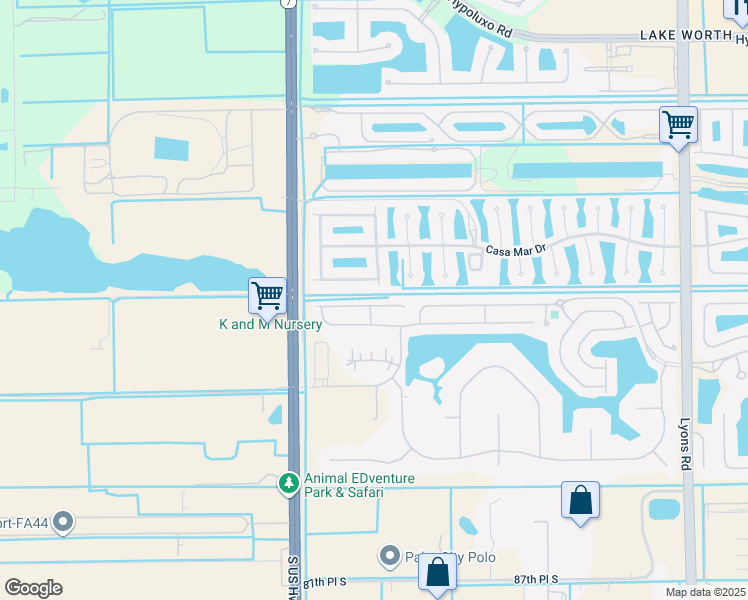 map of restaurants, bars, coffee shops, grocery stores, and more near 7928 Royal Lace Terrace in Lake Worth