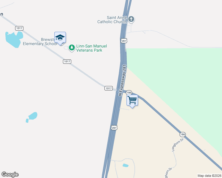 map of restaurants, bars, coffee shops, grocery stores, and more near 35801 U.S. 281 in Linn