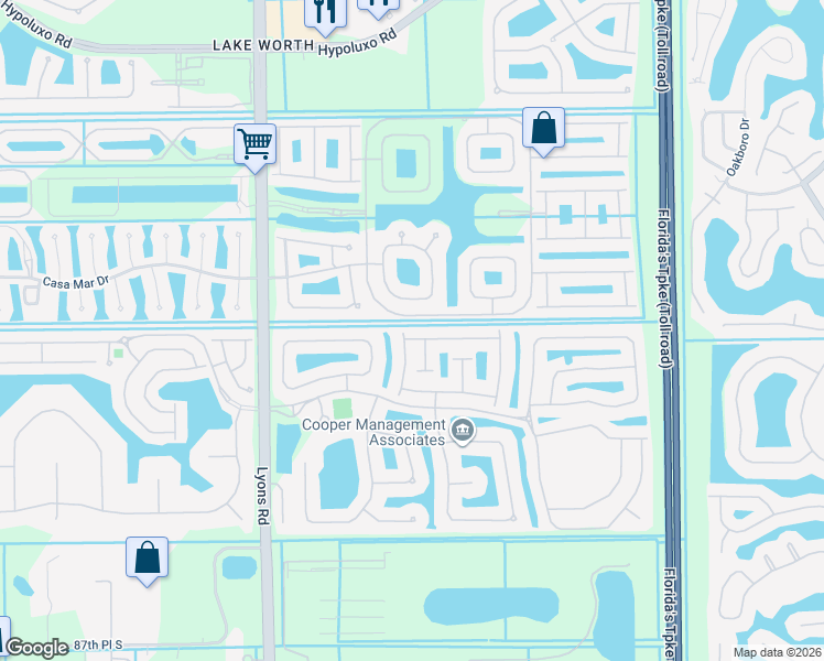 map of restaurants, bars, coffee shops, grocery stores, and more near 8544 Logia Circle in Boynton Beach