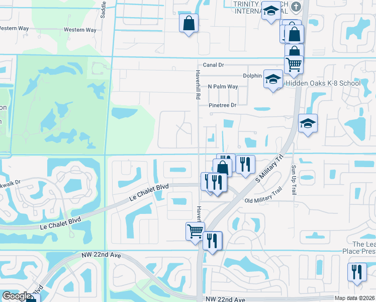map of restaurants, bars, coffee shops, grocery stores, and more near 5020 Arbor Glen Circle in Lake Worth