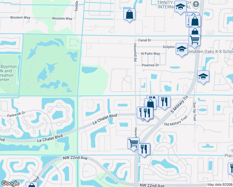 map of restaurants, bars, coffee shops, grocery stores, and more near 5064 Arbor Glen Circle in Lake Worth