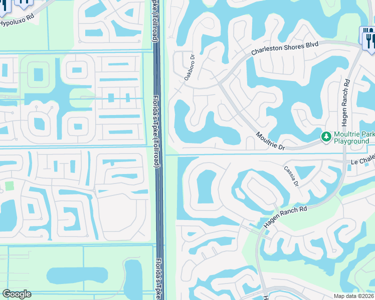 map of restaurants, bars, coffee shops, grocery stores, and more near 7842 Springfield Lake Drive in Lake Worth