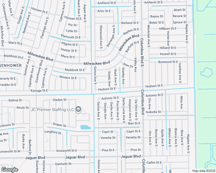 map of restaurants, bars, coffee shops, grocery stores, and more near 1118 Orient Street in Lehigh Acres