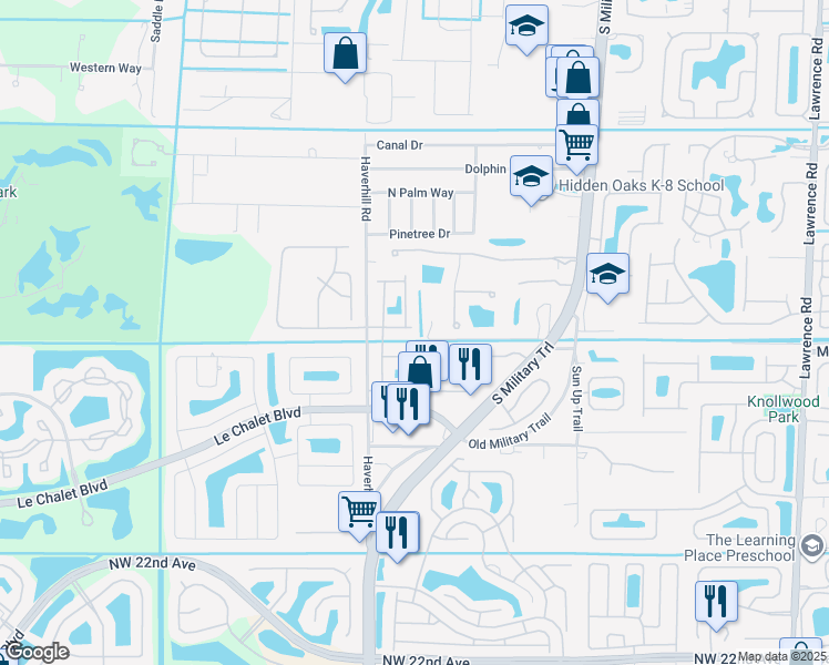 map of restaurants, bars, coffee shops, grocery stores, and more near 4928 Bismarck Palm Drive in Boynton Beach