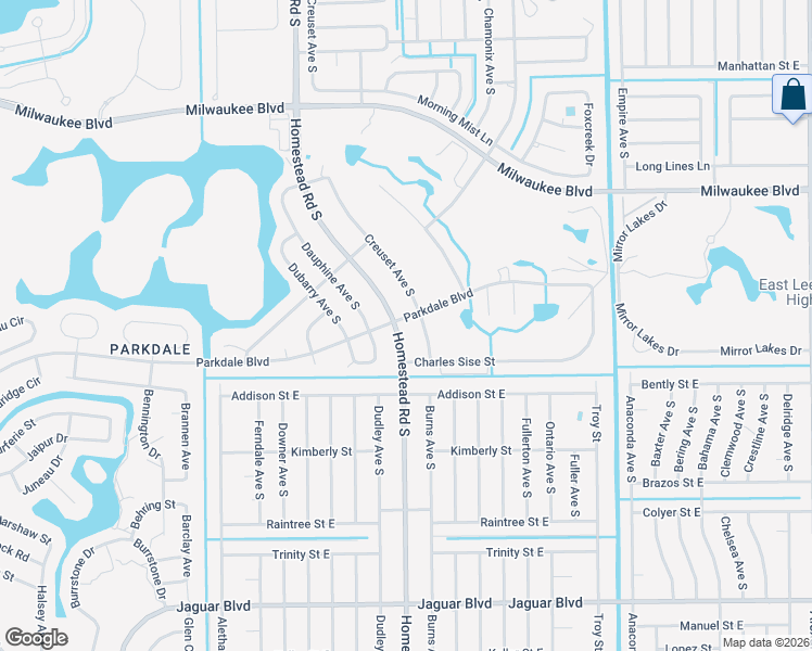 map of restaurants, bars, coffee shops, grocery stores, and more near 701 Homestead Road South in Lehigh Acres