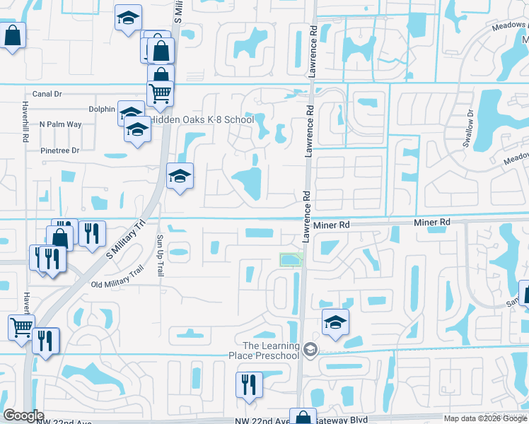 map of restaurants, bars, coffee shops, grocery stores, and more near 7879 Manor Forest Boulevard in Boynton Beach
