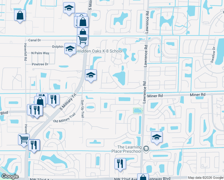 map of restaurants, bars, coffee shops, grocery stores, and more near 7889 Manor Forest Lane in Boynton Beach