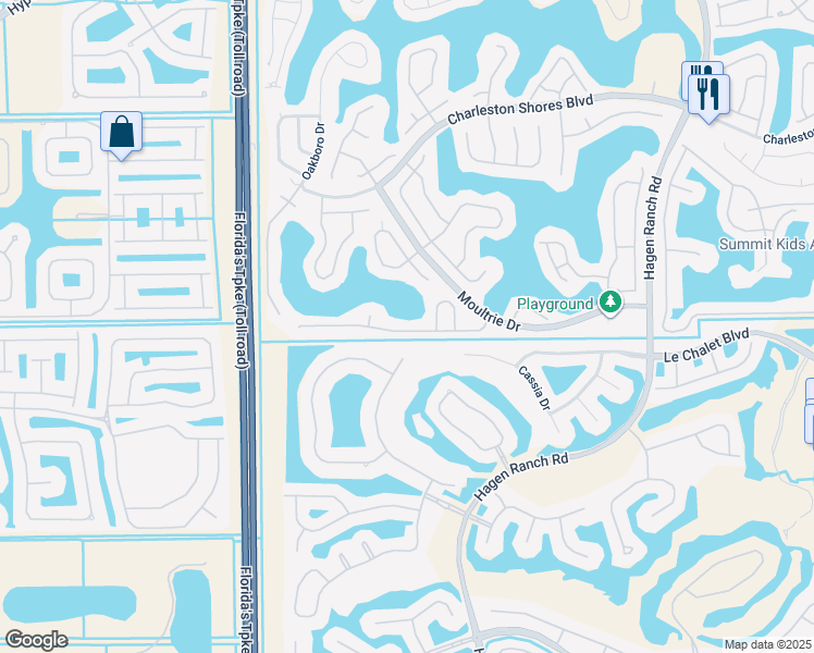 map of restaurants, bars, coffee shops, grocery stores, and more near 7655 Springfield Lake Drive in Lake Worth