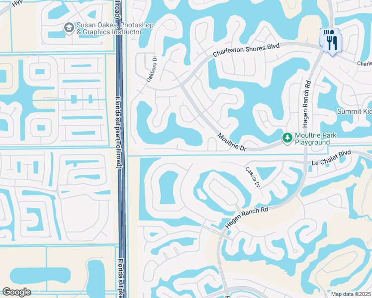 map of restaurants, bars, coffee shops, grocery stores, and more near 7691 Springfield Lake Drive in Lake Worth