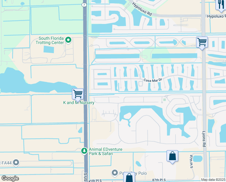 map of restaurants, bars, coffee shops, grocery stores, and more near 7928 Royal Lace Terrace in Lake Worth