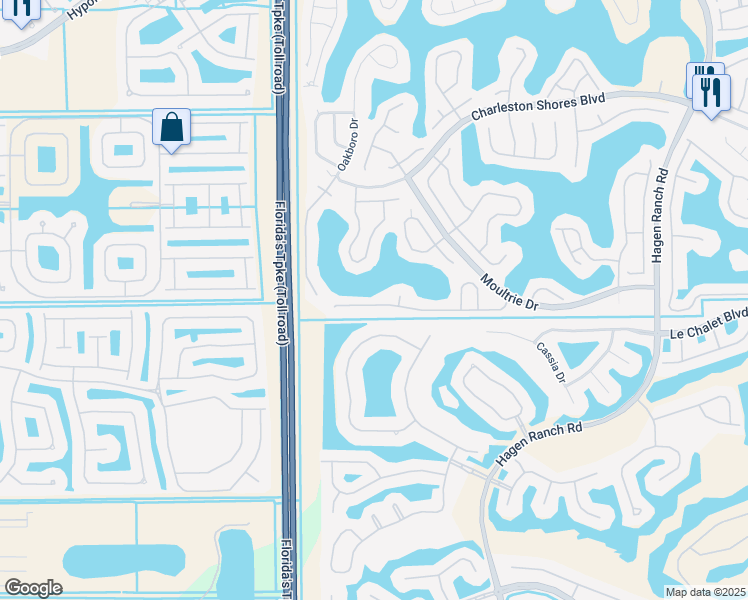 map of restaurants, bars, coffee shops, grocery stores, and more near 7775 Springfield Lake Drive in Lake Worth