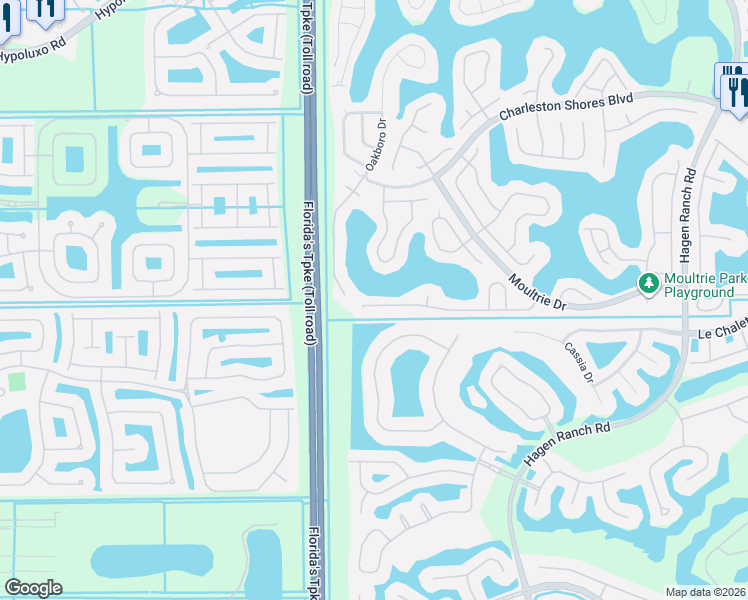 map of restaurants, bars, coffee shops, grocery stores, and more near 7842 Springfield Lake Drive in Lake Worth