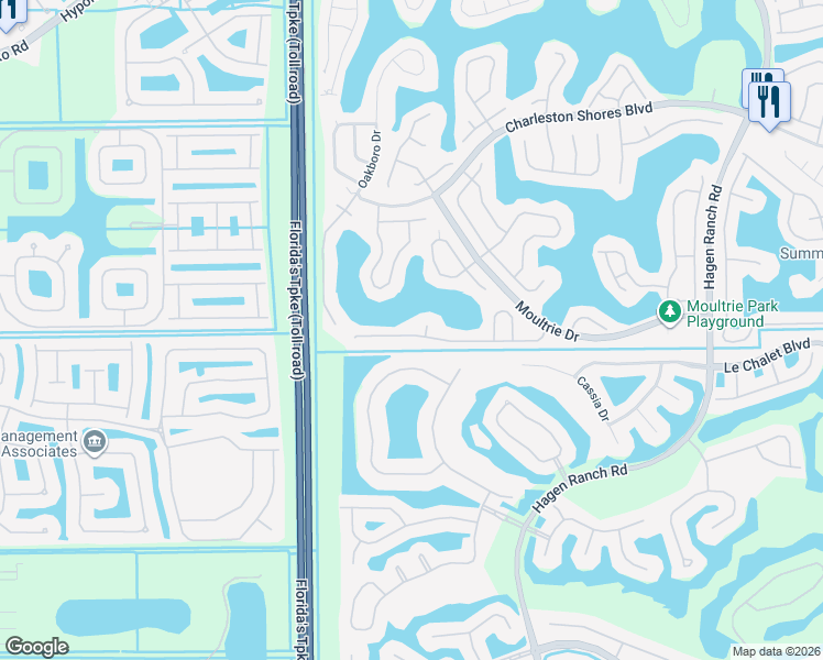 map of restaurants, bars, coffee shops, grocery stores, and more near 7745 Springfield Lake Drive in Lake Worth