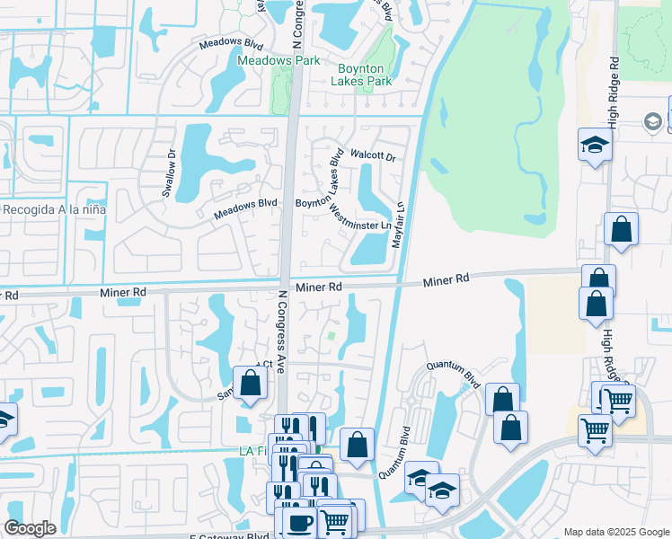 map of restaurants, bars, coffee shops, grocery stores, and more near 2 Chelsea Lane in Boynton Beach