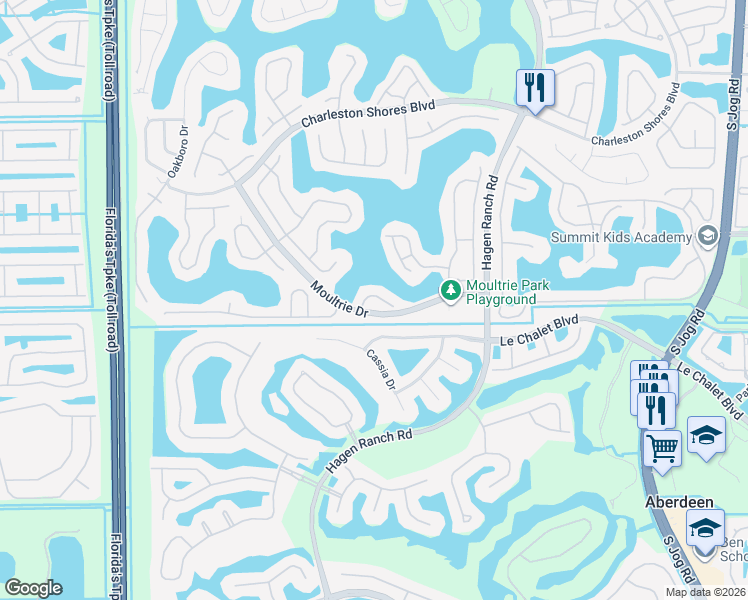 map of restaurants, bars, coffee shops, grocery stores, and more near 7374 Wescott Terrace in Lake Worth