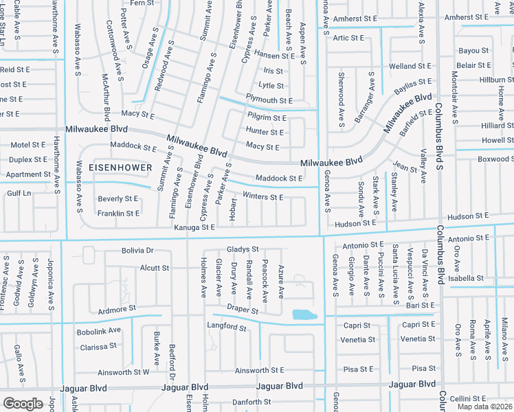 map of restaurants, bars, coffee shops, grocery stores, and more near 627 Franklin in Lehigh Acres