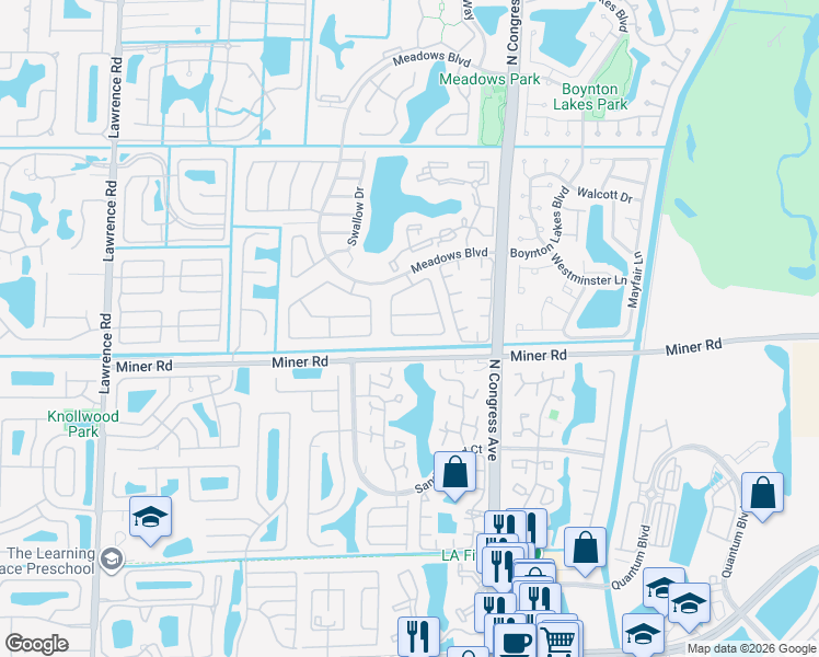 map of restaurants, bars, coffee shops, grocery stores, and more near 83 Baytree Circle in Boynton Beach