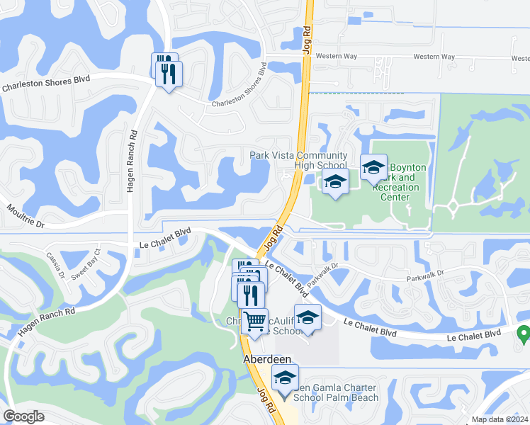 map of restaurants, bars, coffee shops, grocery stores, and more near 6675 Lake Island Drive in Lake Worth