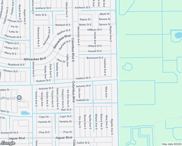 map of restaurants, bars, coffee shops, grocery stores, and more near 1220 Hudson Street East in Lehigh Acres