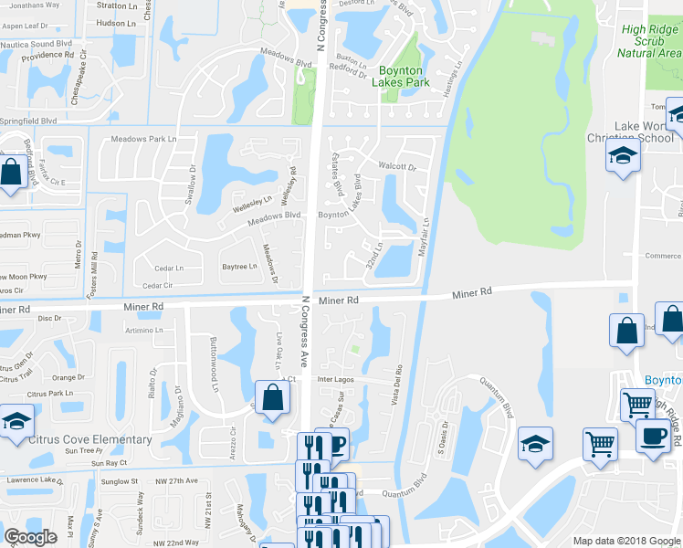 map of restaurants, bars, coffee shops, grocery stores, and more near 35 Knightsbridge Lane in Boynton Beach