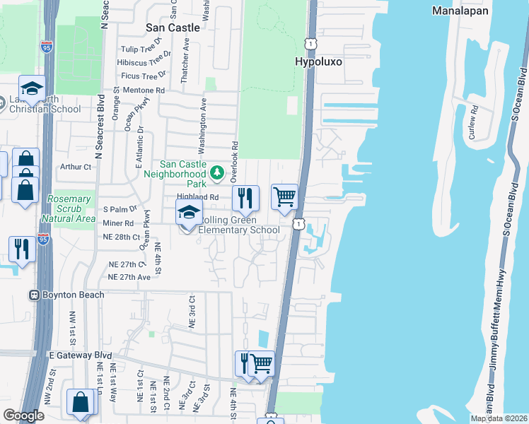 map of restaurants, bars, coffee shops, grocery stores, and more near 7945 Loomis Street in Lake Worth
