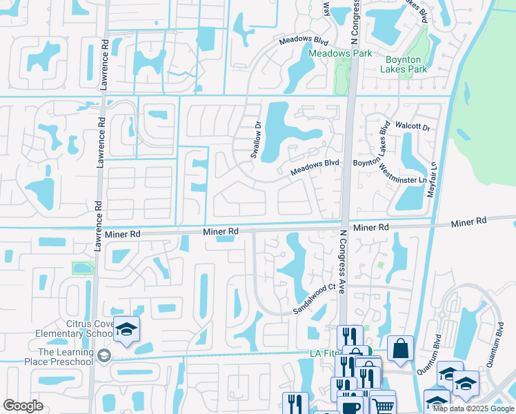 map of restaurants, bars, coffee shops, grocery stores, and more near 56 Cedar Circle in Boynton Beach